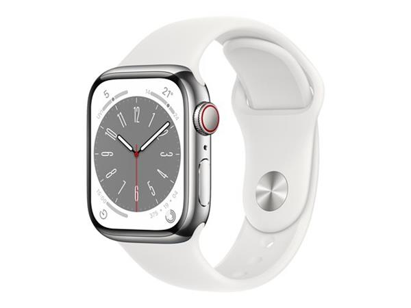 Apple Watch Series 8 OLED 41 mm Digital 352 x 430 pixels Touchscreen 4G Silver Wi-Fi GPS (satellite)