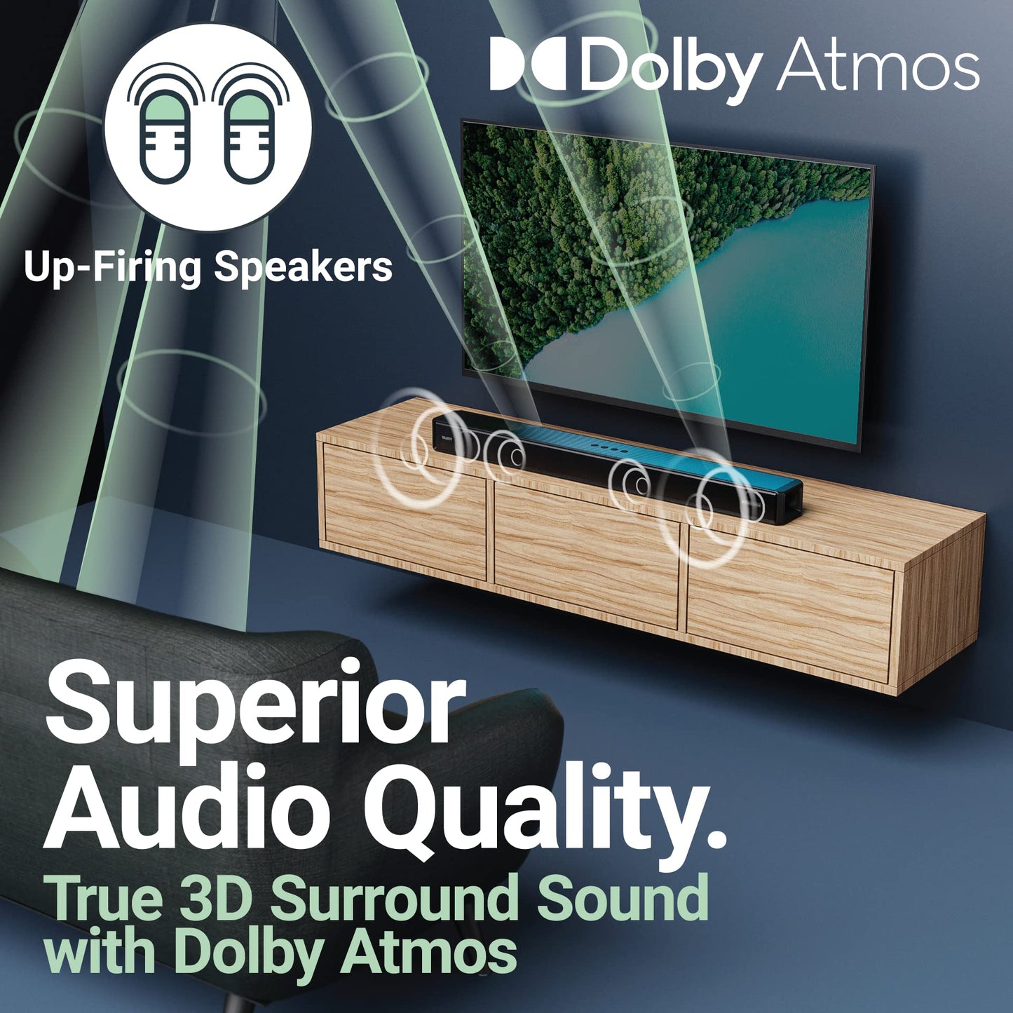Majority Dolby Atmos Bluetooth Wireless Sound Bar 2.0.2